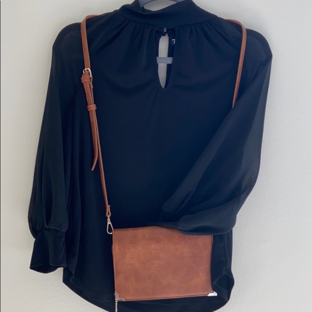 🆕🛍 2/$30 Black Smocked Mock-Neck Blouse